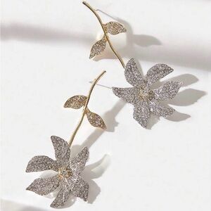 Elegant Silver and Gold Floral Earrings
